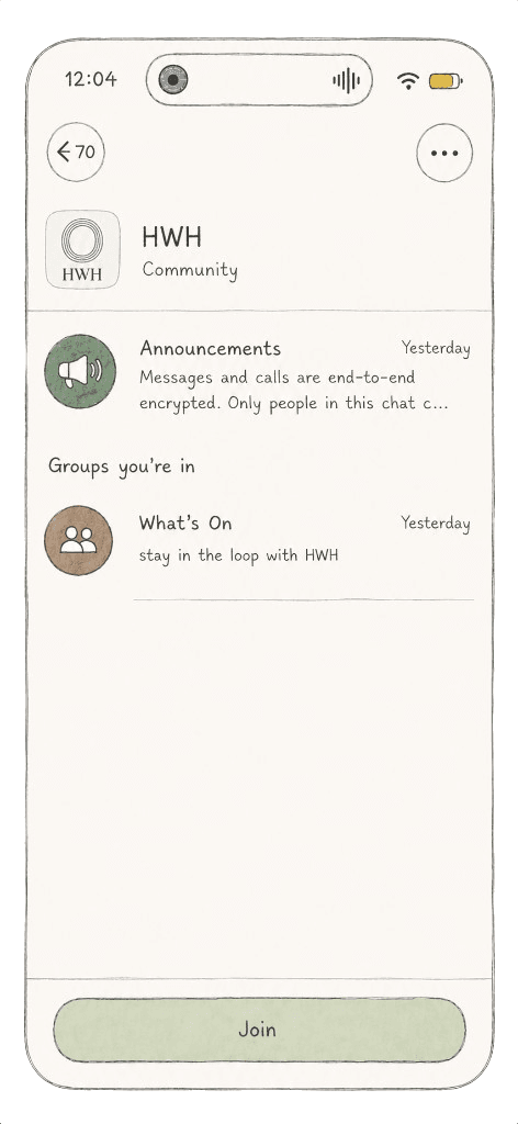 HWH Community chat preview